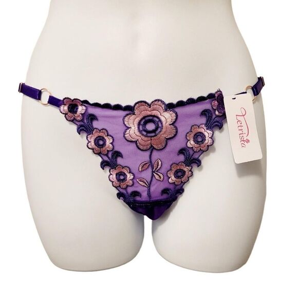 2/$20 Brand new purple flower lace T-backs underwear panties - Picture 1 of 4